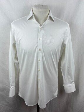 Proper Cloth White Non Iron Stretch Supima Twill Dress Shirt 15 Medium Slim
